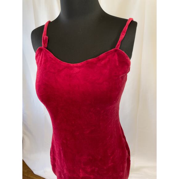 Vintage Red Velvet Mini Dress – Paris Blues 80s Spaghetti Strap Bodycon - Picture 12 of 16